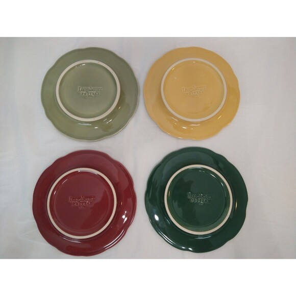 Set of 4 Longaberger Falling Leaves Small Ceramic Pottery Plates Collectable - Picture 6 of 9